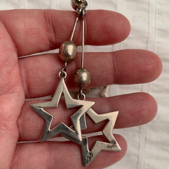 Sterling silver 925 hanging star earrings - Picture 3 of 3